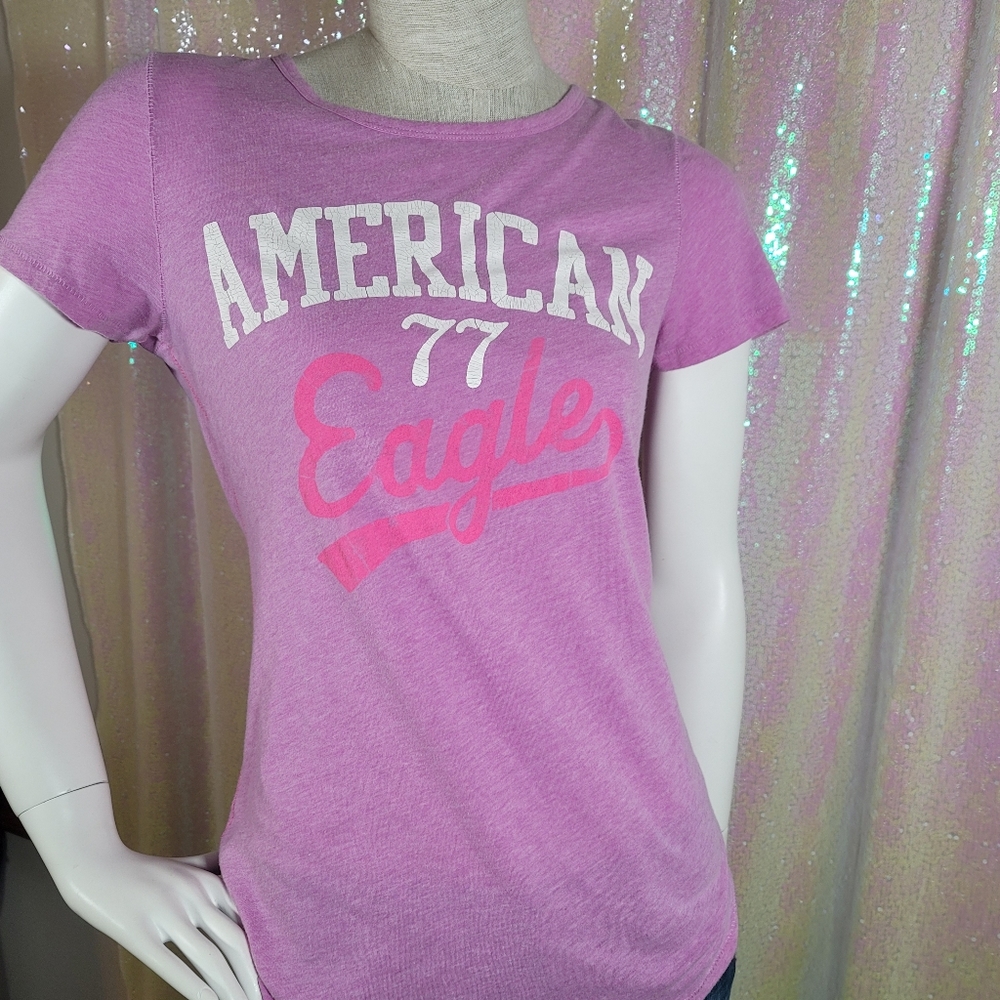 American Eagle Light Purple Graphic Tee Size L
